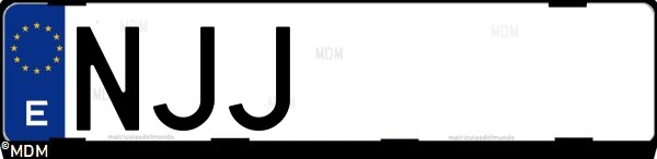 Matrícula española NJJ, correspondiente al año 2025