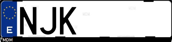 Matrícula española NJK, correspondiente al año 2025