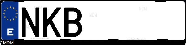 Matrícula española NKB, correspondiente al año 2026