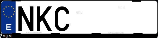 Matrícula española NKC, correspondiente al año 2026