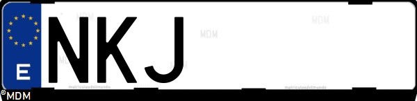 Matrícula española NKJ, correspondiente al año 2026