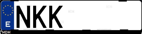 Matrícula española NKK, correspondiente al año 2026