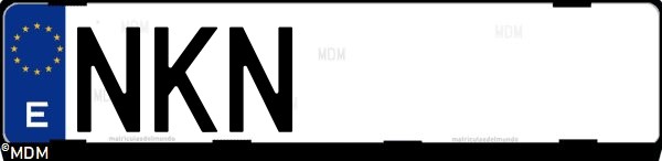 Matrícula española NKN, correspondiente al año 2026