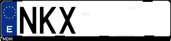 Matrícula española NKX, correspondiente al año 2026
