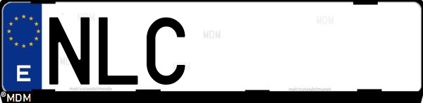 Matrícula española NLC, correspondiente al año 2026