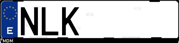 Matrícula española NLK, correspondiente al año 2026