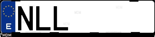 Matrícula española NLL, correspondiente al año 2026