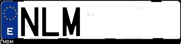 Matrícula española NLM, correspondiente al año 2026