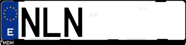 Matrícula española NLN, correspondiente al año 2026