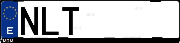 Matrícula española NLT, correspondiente al año 2026