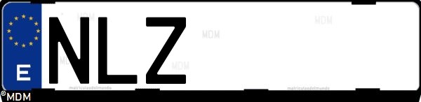 Matrícula española NLZ, correspondiente al año 2026