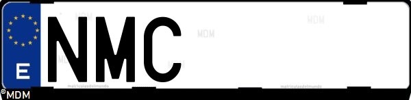 Matrícula española NMC, correspondiente al año 2026