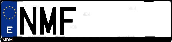 Matrícula española NMF, correspondiente al año 2026