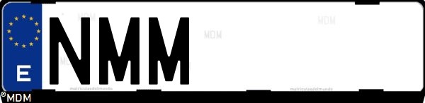 Matrícula española NMM, correspondiente al año 2026
