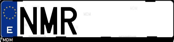 Matrícula española NMR, correspondiente al año 2026