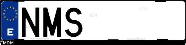 Matrícula española NMS, correspondiente al año 2026