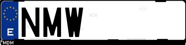 Matrícula española NMW, correspondiente al año 2026