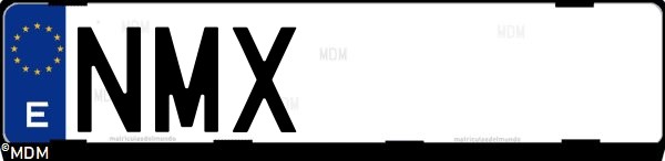 Matrícula española NMX, correspondiente al año 2026