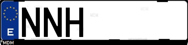 Matrícula española NNH, correspondiente al año 2026