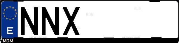Matrícula española NNX, correspondiente al año 2026