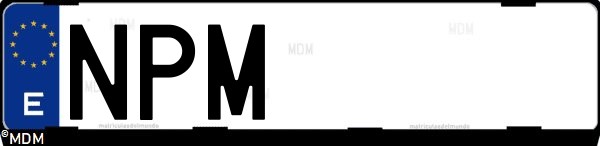 Matrícula española NPM, correspondiente al año 2026