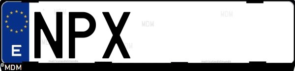 Matrícula española NPX, correspondiente al año 2026