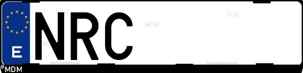 Matrícula española NRC, correspondiente al año 2026