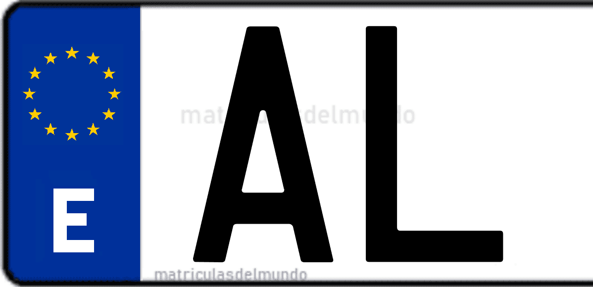 Imagen de una parte de una matrícula de coche española con código AL
