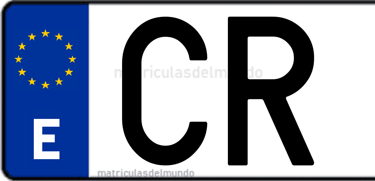 Imagen de una parte de una matrícula de coche española con código CR
