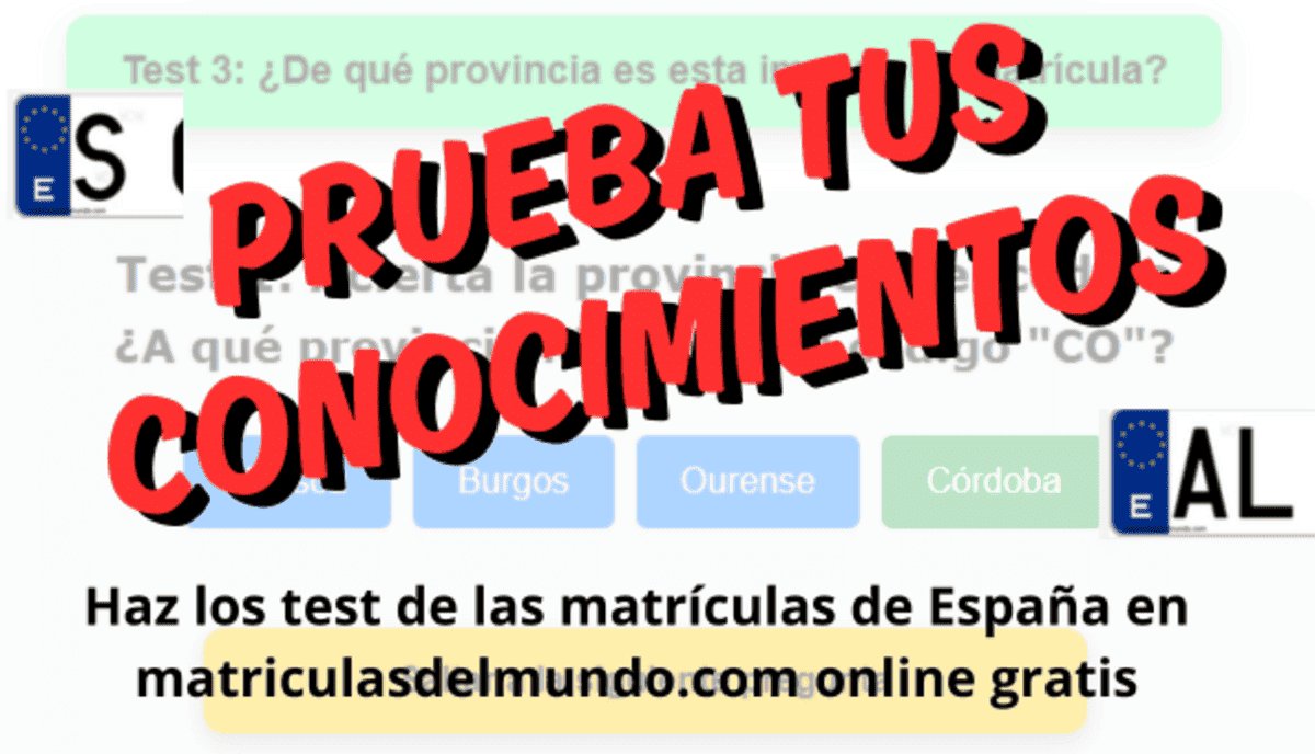 Hacer test de matrículas provinciales de España