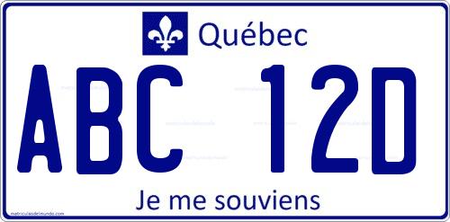 Ejemplo de matrícula actual de Québec con lema Je me souviens