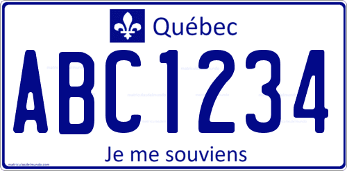 matricula de coche de Québec con texto en francés