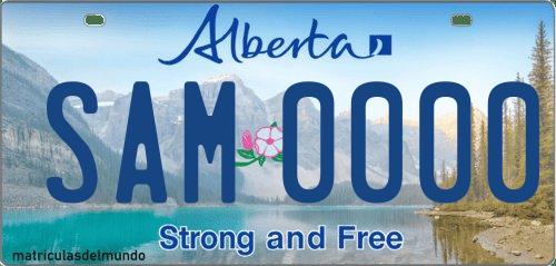 Matrícula de coche de Canadá de Alberta con paisaje de fondo