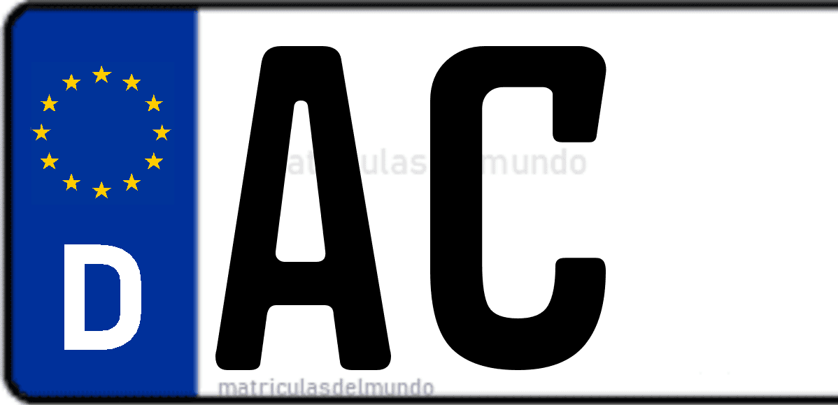 Imagen de matrícula de Alemania con código 'AC'