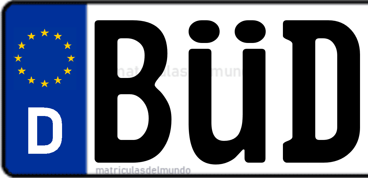 Imagen de matrícula de Alemania con código 'BÜD'
