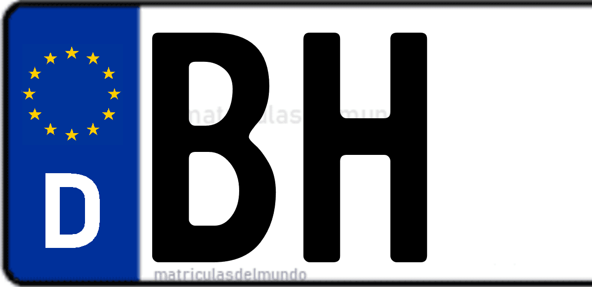 Imagen de matrícula de Alemania con código 'BH'