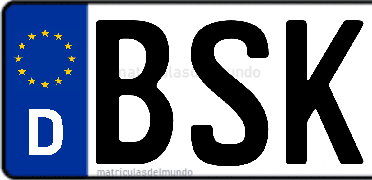 Imagen de matrícula de Alemania con código 'BSK'