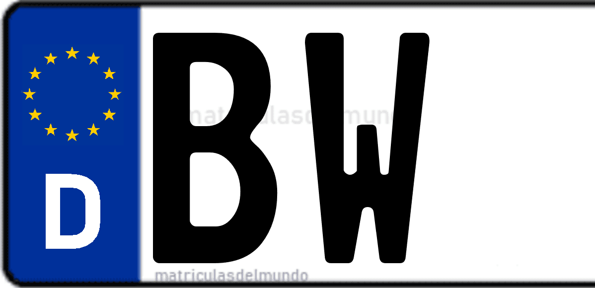 Imagen de matrícula de Alemania con código 'BW'
