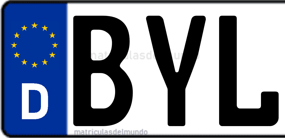 Imagen de matrícula de Alemania con código 'BYL'