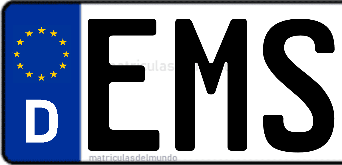 Imagen de matrícula de Alemania con código 'EMS'
