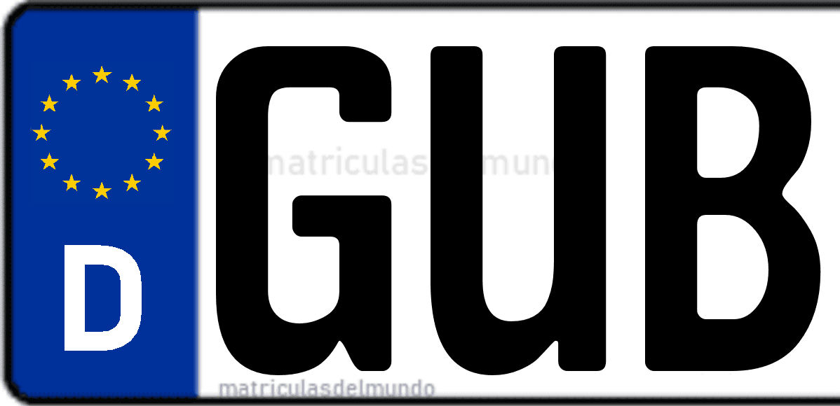 Imagen de matrícula de Alemania con código 'GUB'