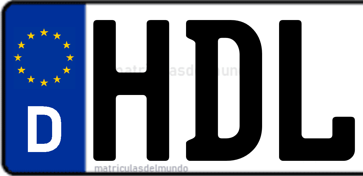 Imagen de matrícula de Alemania con código 'HDL'