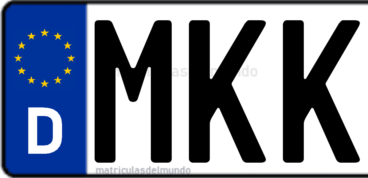 Imagen de matrícula de Alemania con código 'MKK'