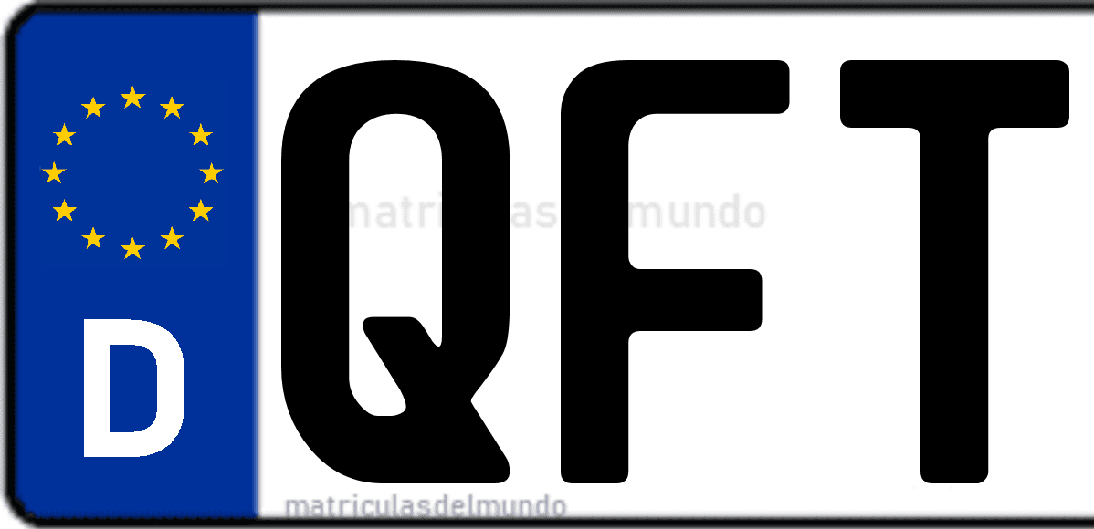 Imagen de matrícula de Alemania con código 'QFT'