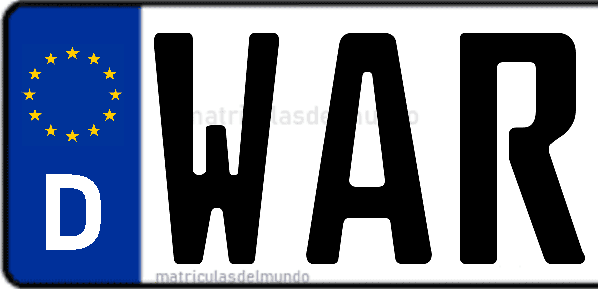 Imagen de matrícula de Alemania con código 'WAR'