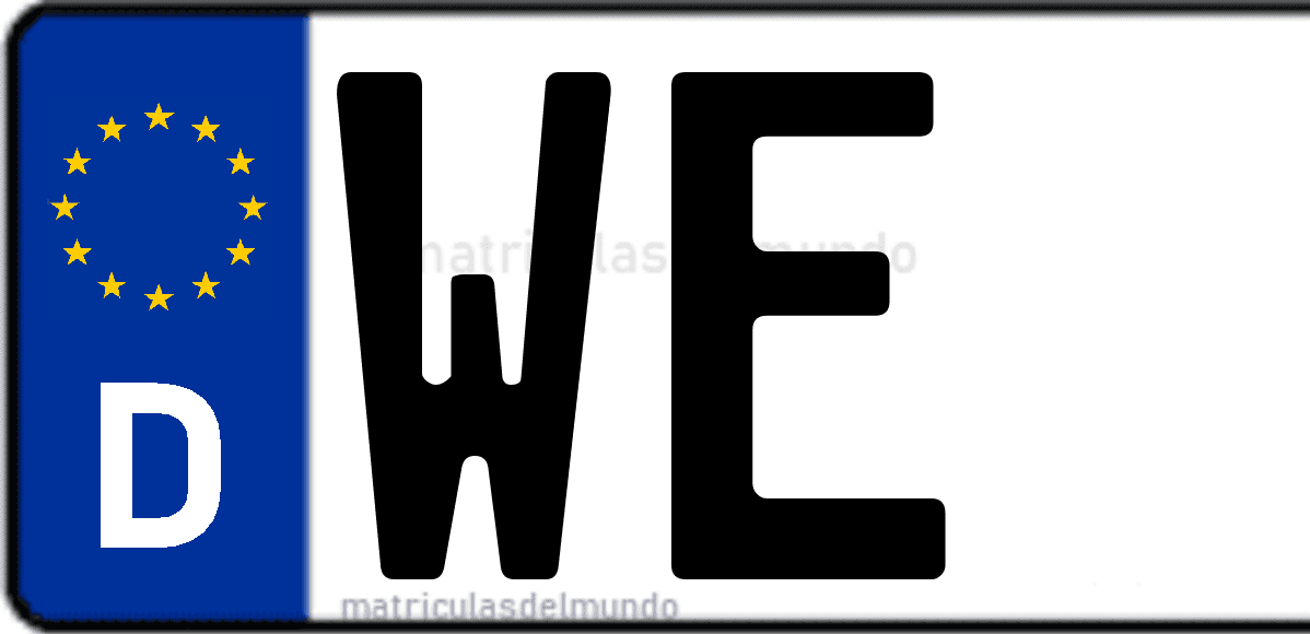 Imagen de matrícula de Alemania con código 'WE'