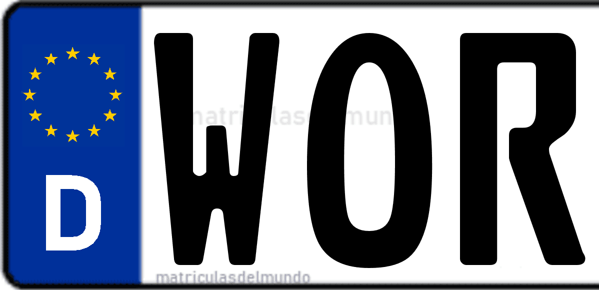 Imagen de matrícula de Alemania con código 'WOR'