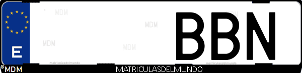 Imágen de matrícula de coche con letras BBN de España