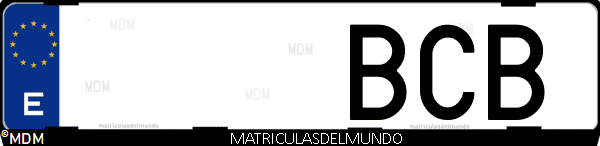 Imágen de matrícula de coche con letras BCB de España