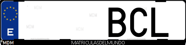 Imágen de matrícula de coche con letras BCL de España